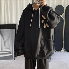 Fleece-lined Thick Loose Mid-length Bear Sweater