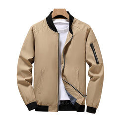 Plus Size Men's Solid Zip-Up Bomber Jacket