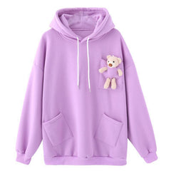 Fleece-lined Thick Loose Mid-length Bear Sweater