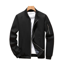 Plus Size Men's Solid Zip-Up Bomber Jacket