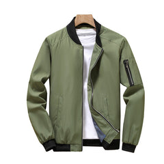 Plus Size Men's Solid Zip-Up Bomber Jacket