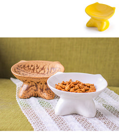 Ceramic Cat Face Bowl for Dogs and Cats