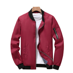 Plus Size Men's Solid Zip-Up Bomber Jacket
