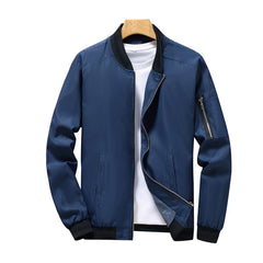 Plus Size Men's Solid Zip-Up Bomber Jacket